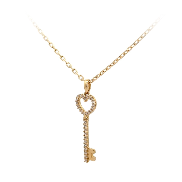 Gold Pendant Key with Zircones