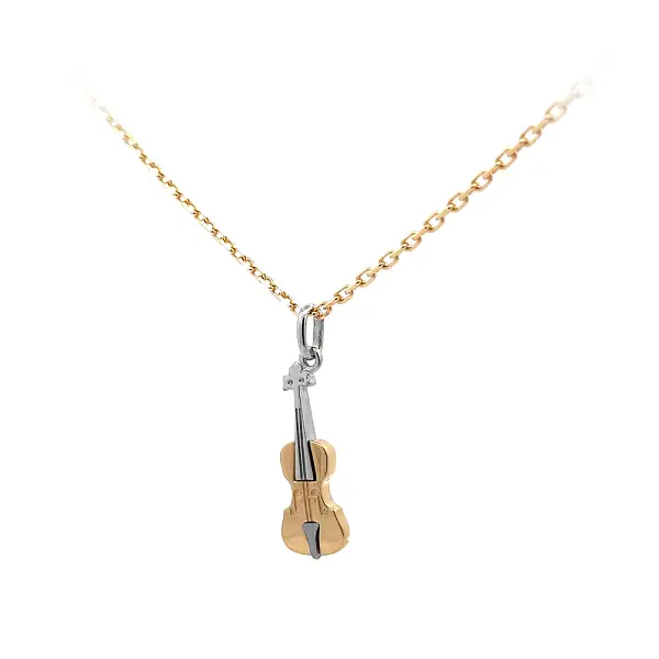 Pendant Violin made of Combination Gold