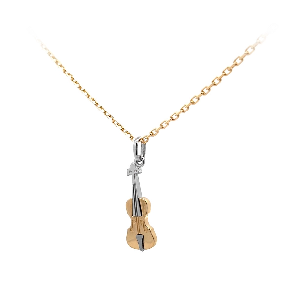 Pendant Violin made of Combination Gold