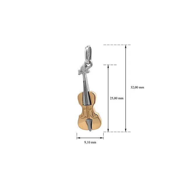 Pendant Violin made of Combination Gold