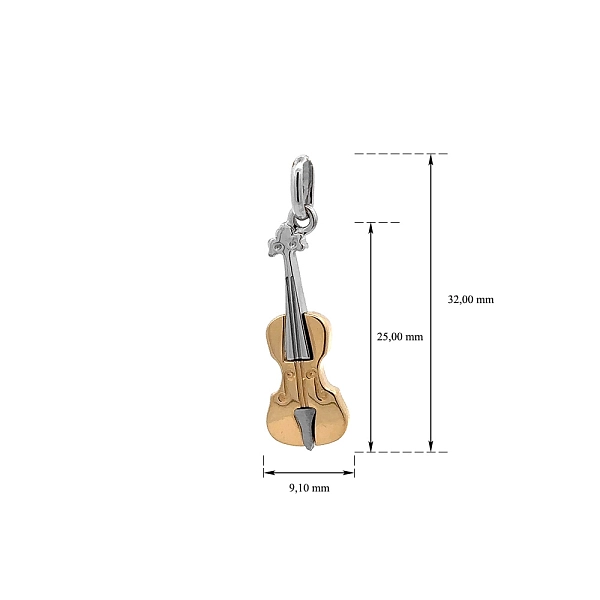 Pendant Violin made of Combination Gold