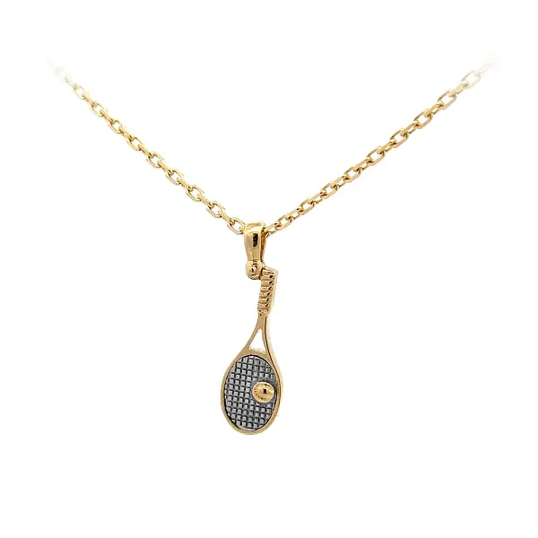 Pendant Tennis Racket made of Combined Gold