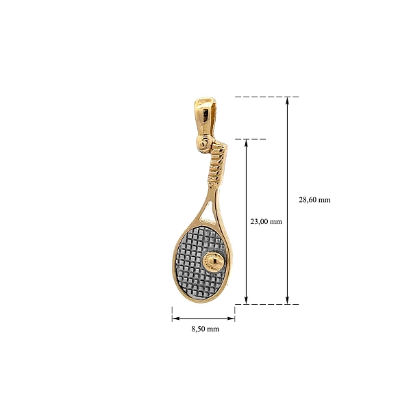 Pendant Tennis Racket made of Combined Gold