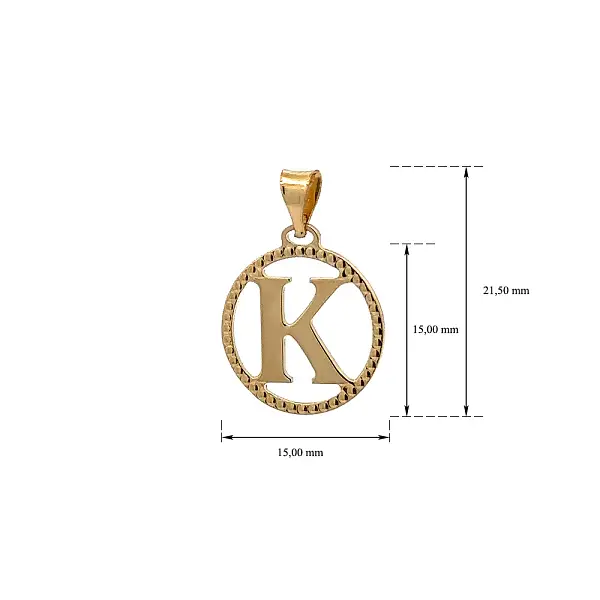 Gold Pendant Letter K