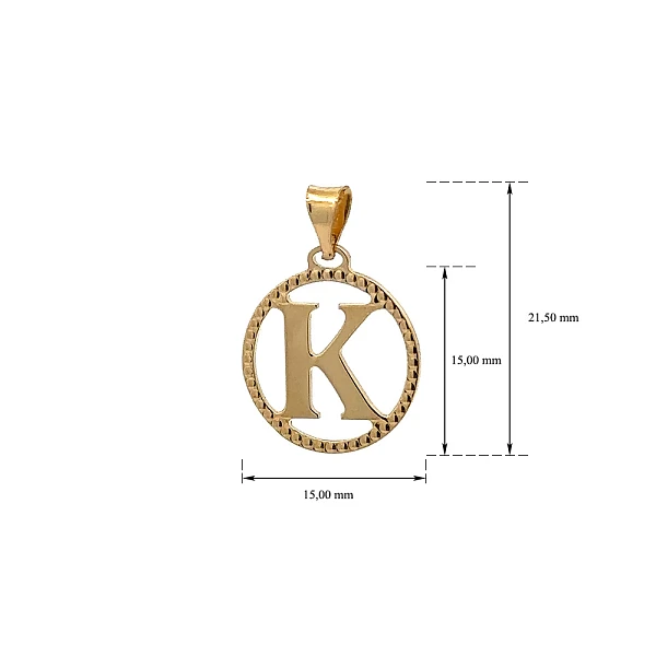 Gold Pendant Letter K