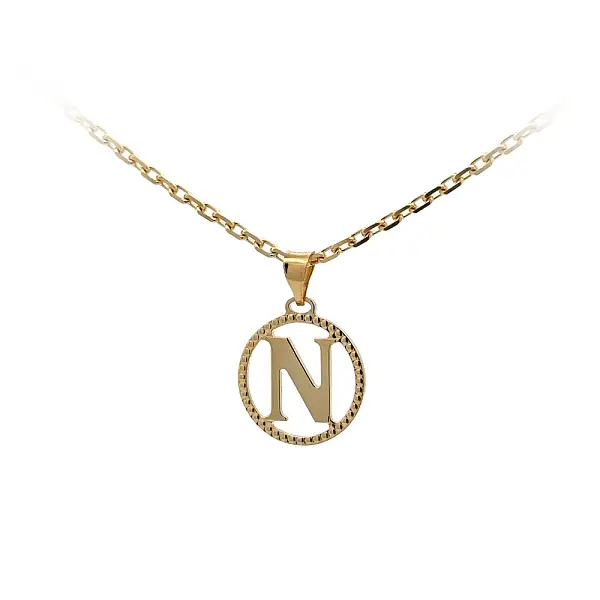 Gold Pendant Letter N