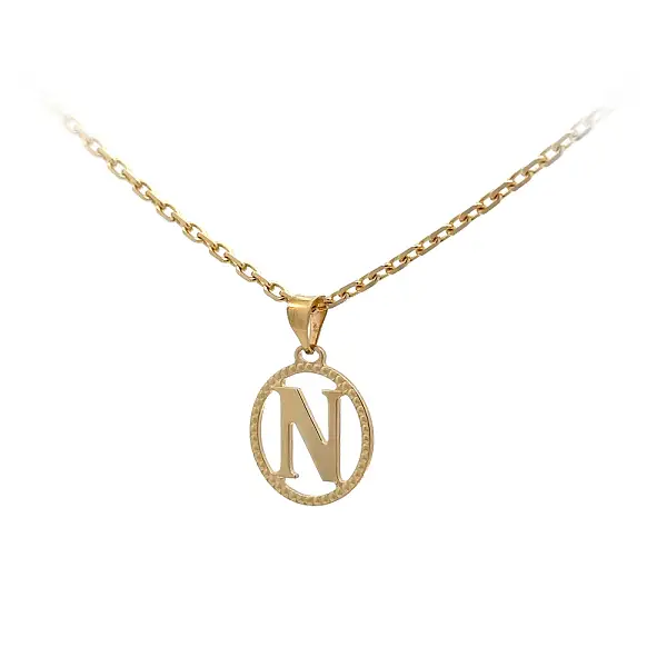 Gold Pendant Letter N