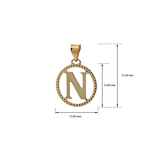 Gold Pendant Letter N