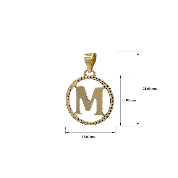 Gold Pendant Letter M