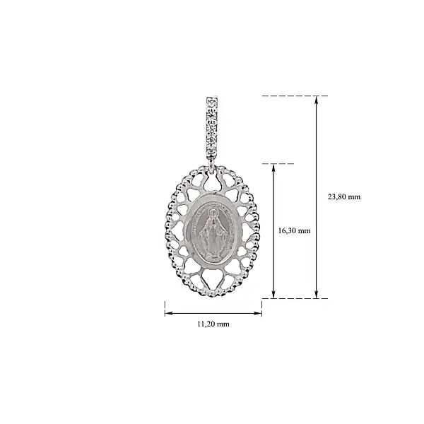 Pendant Madonna Virgin Mary with Zircons