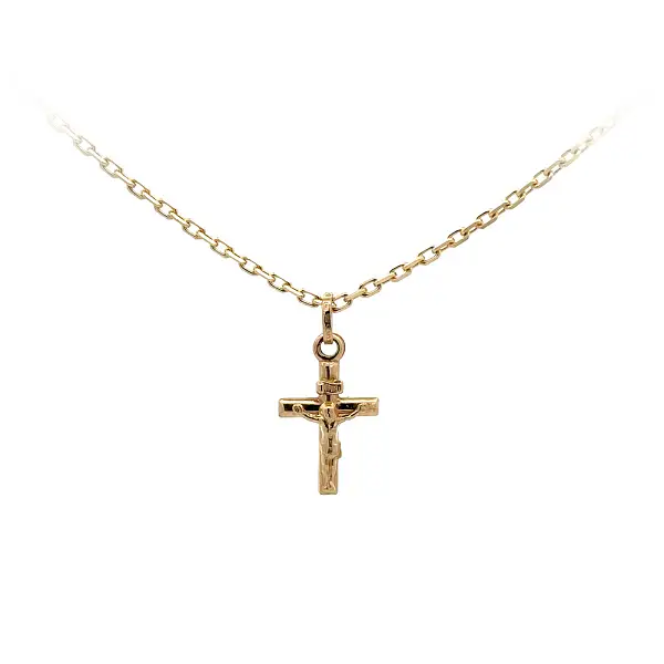 Gold Pendant Cross with Jesus Christ