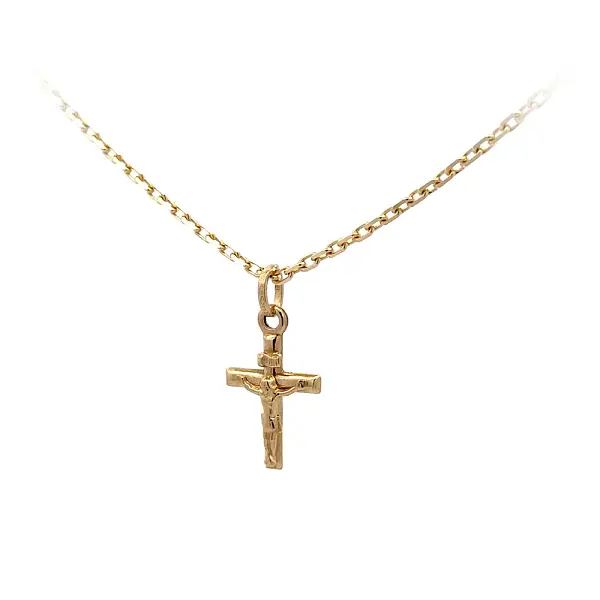 Gold Pendant Cross with Jesus Christ