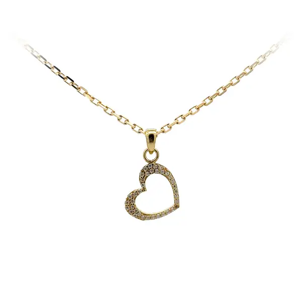 Gold Pendant Heart with Zircons