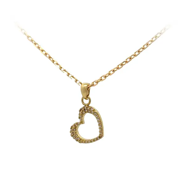 Gold Pendant Heart with Zircons