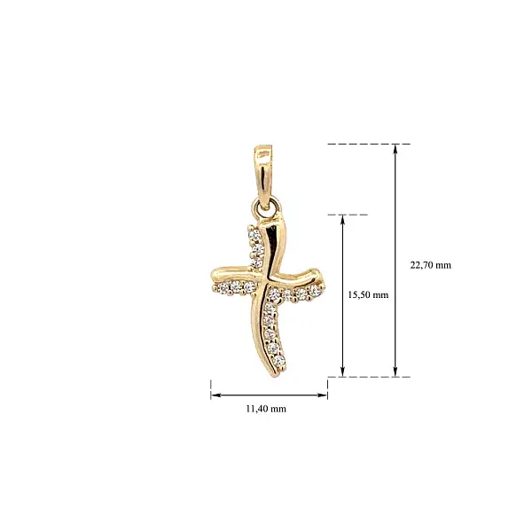 Gold Pendant Cross with Zircons