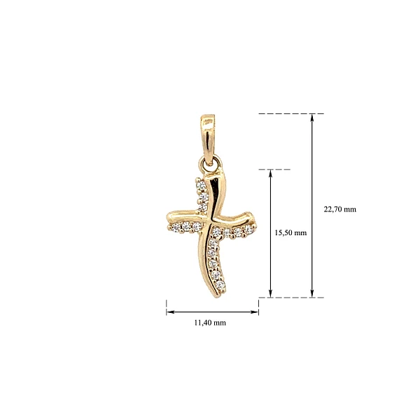 Gold Pendant Cross with Zircons