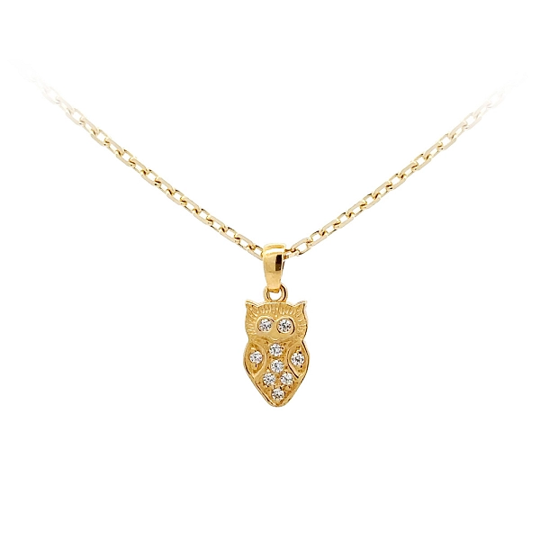 Golden Owl Pendant with Zircones