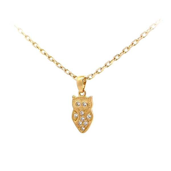 Golden Owl Pendant with Zircones