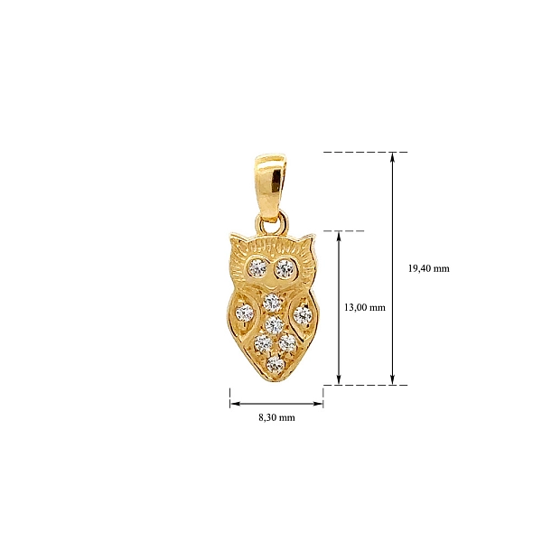 Golden Owl Pendant with Zircones