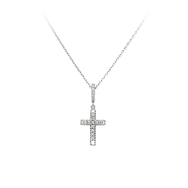 Pendant Cross with White Gold Zircons