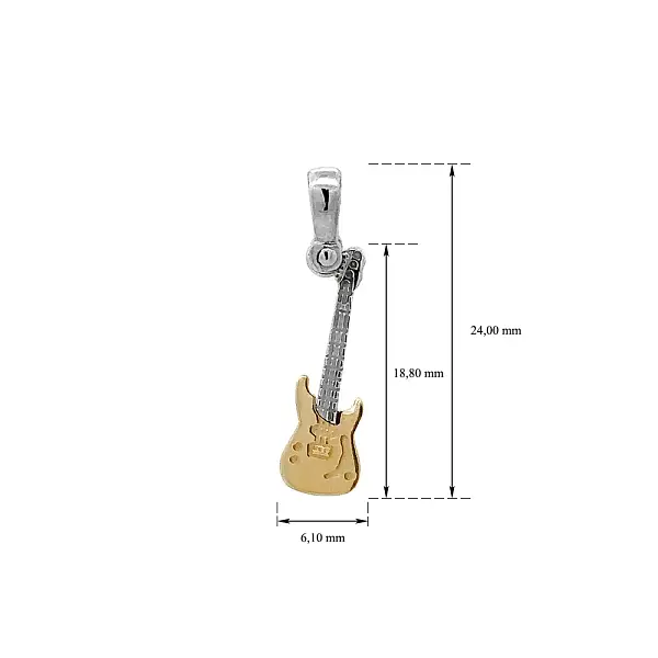Pendant Guitar made of Combined Gold
