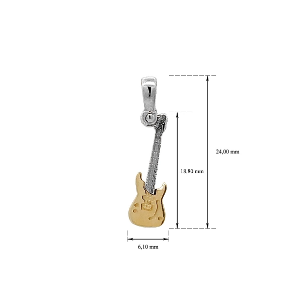 Pendant Guitar made of Combined Gold
