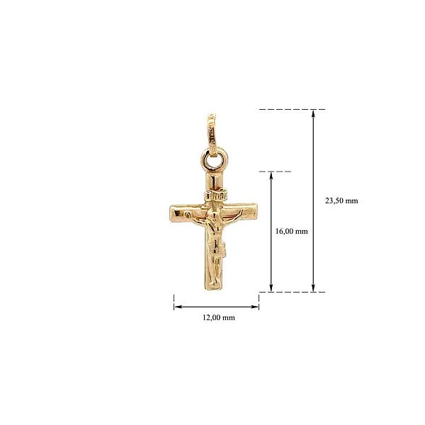 Gold Pendant Cross with Jesus Christ