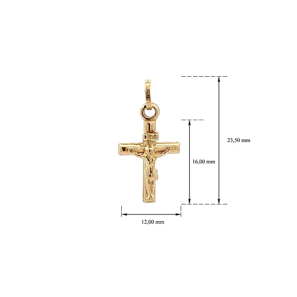 Gold Pendant Cross with Jesus Christ