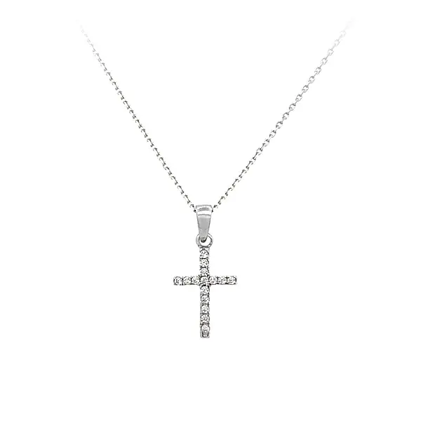 Pendant Cross with White Gold Zircons