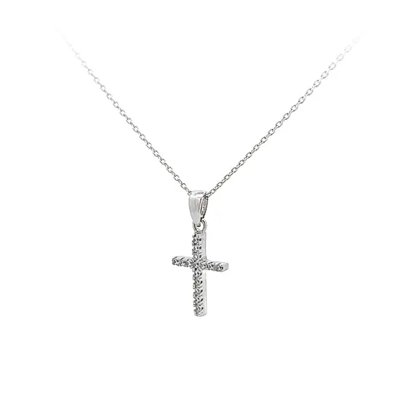 Pendant Cross with White Gold Zircons