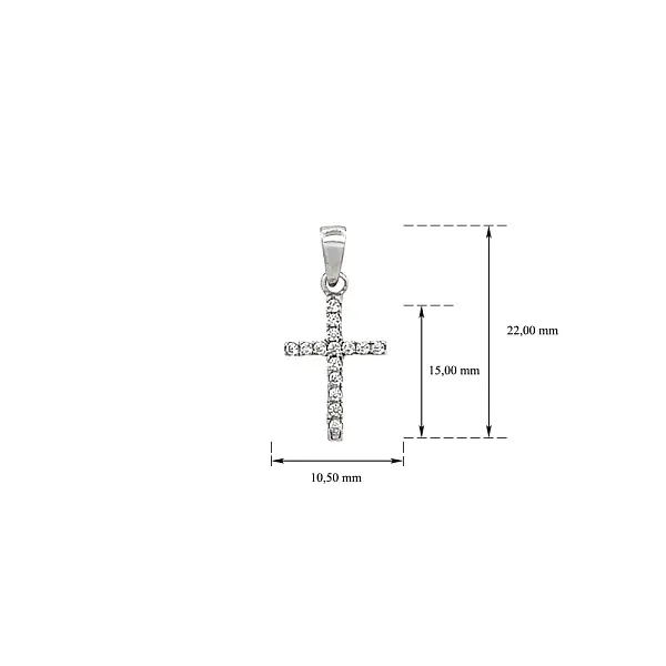 Pendant Cross with White Gold Zircons