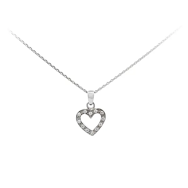 Pendant Heart with White Gold Zircons