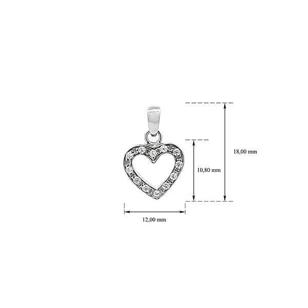 Pendant Heart with White Gold Zircons