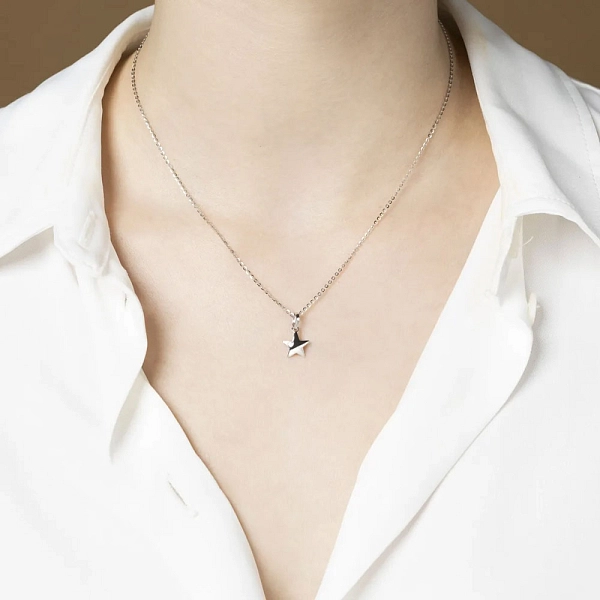 Pendant Star with Zircon made of White Gold