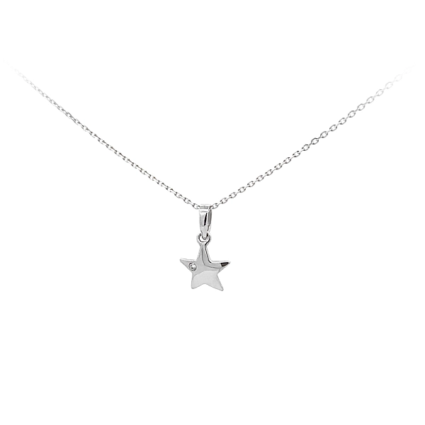 Pendant Star with Zircon made of White Gold