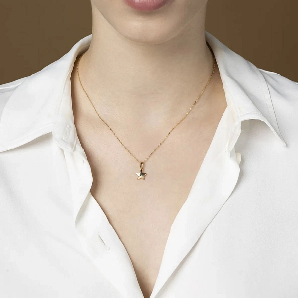 Gold Star Pendant with Zircon
