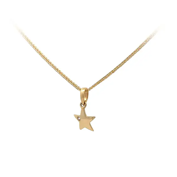 Gold Star Pendant with Zircon