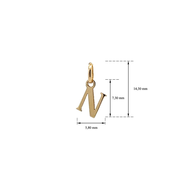 Gold Pendant Letter N