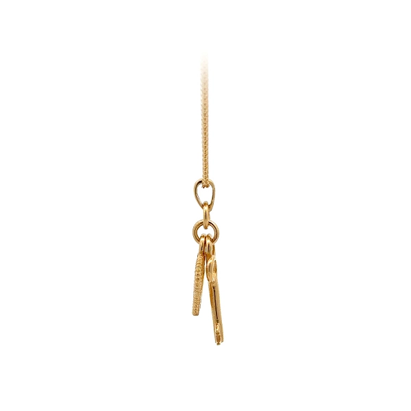 Gold Pendant Heart and Key with Zircons