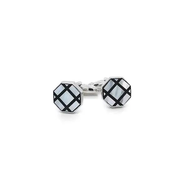 White Gold Cufflinks with Pearl