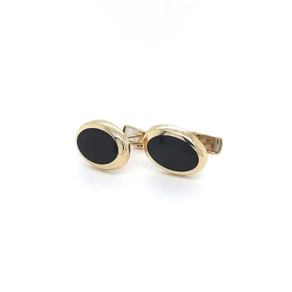 Gold Cufflinks with Onyx