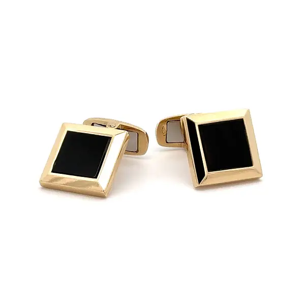 Gold Cufflinks with Onyx