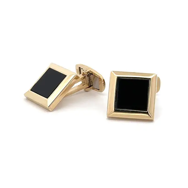 Gold Cufflinks with Onyx