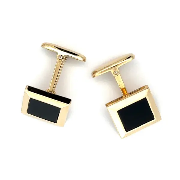 Gold Cufflinks with Onyx