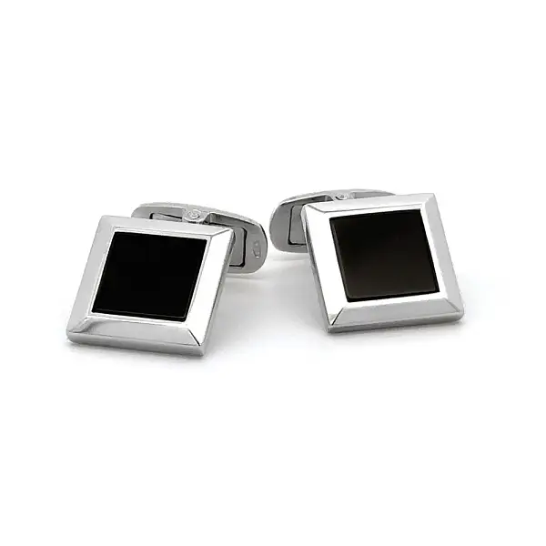 White Gold Onyx Studs