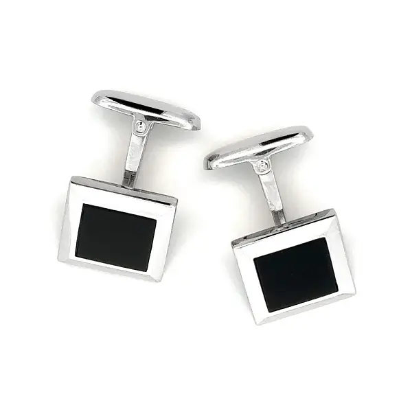 White Gold Onyx Studs