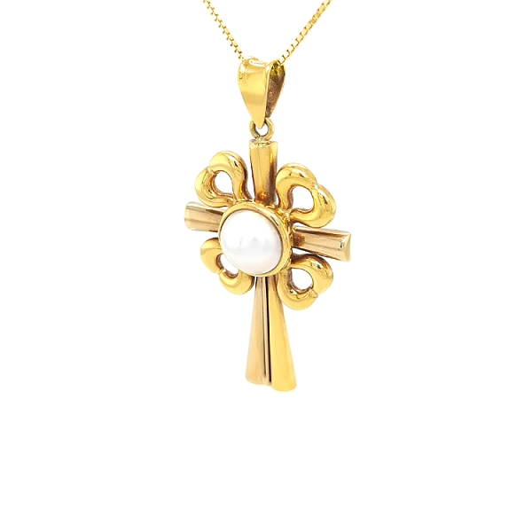 Golden Cross with Pearl