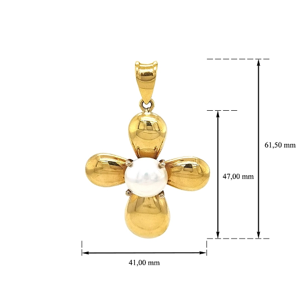 Golden Cross with Pearl