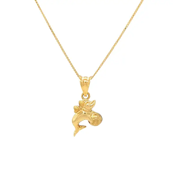 Golden Dolphin Pendant with Ball