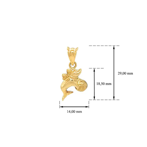 Golden Dolphin Pendant with Ball